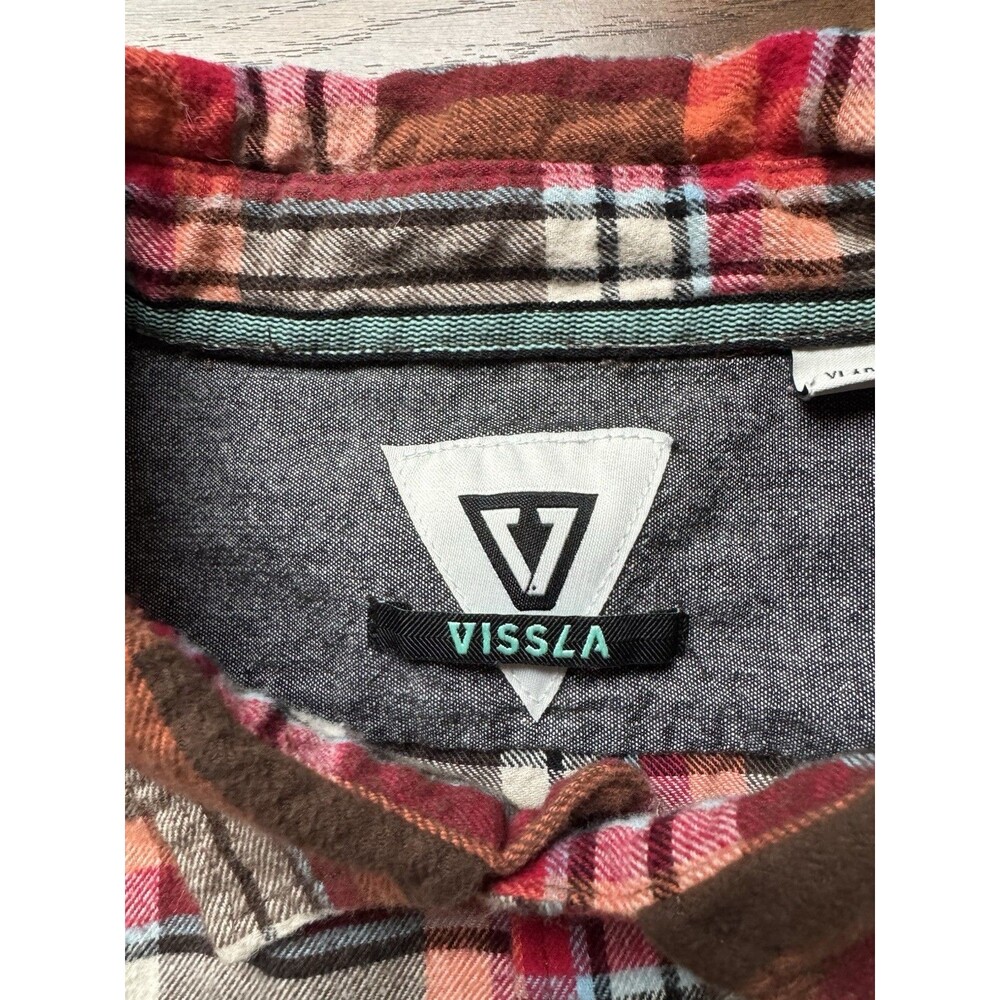 Vissla Men's XL Plaid Flannel Button-Up Shirt-Multicolor - Picture 3 of 8